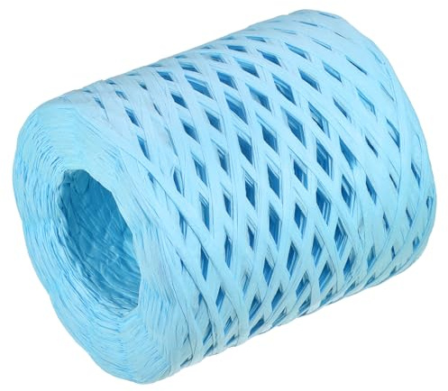 sourcing map Raffia Paper Craft Rope Ribbon Packing Paper Twine 219 Yards Handmade Light Blue for DIY Decoration Gift Packaging