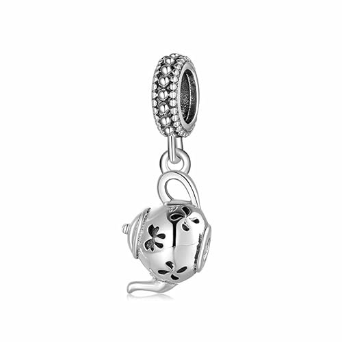 Charm Théière The Anglais la belle et la bête pendentif en argent 925 - Les Folies pour Pandora, Argent sterling, Zircone cubique