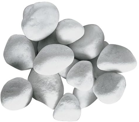 Decor Space Ciottoli bianci da giardino, in marmo di Carrara, sassi decorativi, pietre naturali per vasi fiori ed acquari Made in Italy (25 Kg 16-26 mm)