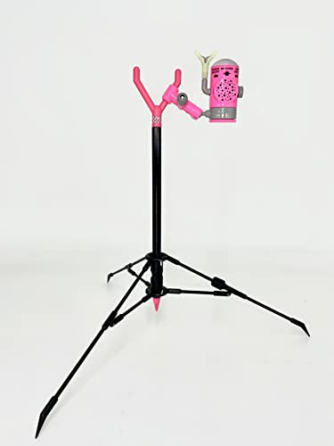 FISHIN' STIX - Kit listo para pescar – Incluye soporte para caña de pescar de 30 pulgadas, trípode de soporte todo terreno y alarma de mordida, color rosa