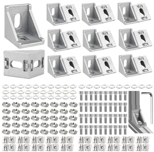 GIAK Angle Mounting Material, Aluminium Profile, 20 x 20 Angle Connector, Corner Connector, Wall Holder, 90 Degree Angle Grid for 2020 Strut Profile, 3D Printer, CNC Router, DIY Projects (20 x 20)