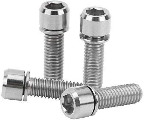 Bicycle Stem Bolts, 4Pcs M6x18 Titanium Alloy Fixing Screws for Mountain Bike Disc Brake Caliper Bicycles Mtb Riding Accessories(Silver)