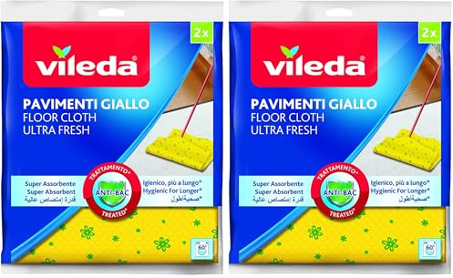 Vileda - Panno Pavimenti, Giallo, Microfibra - 2 pezzi (Confezione da 2)