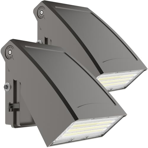 HYPERLITE LED Wall Pack Light: 40W 5200lm ETL Listed Full Cut Off Wall Pack Led Exterior Light with Photocell - 2PCS Adjustable Residential Led Security Lights Flood Light for Garage Yard Shop Doorway
