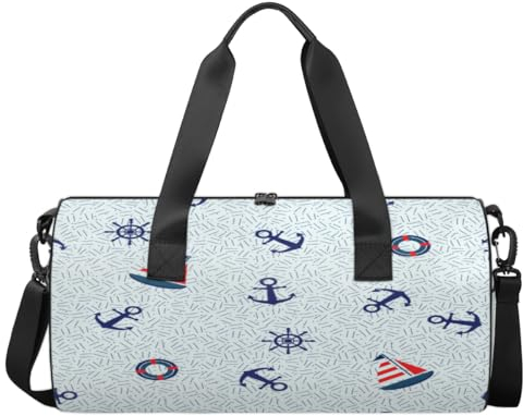 Sport Turnbeutel Segelboot Anker Rettungsring Gepäck Tasche Sport Handtasche Gym Bag Travel Duffel Bag Travel Canvas Gym Bag Wasserdicht Seesack Reise Turnbeutel für Damen und Herren, wie abgebildet,