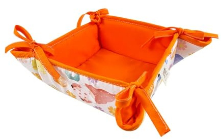 MAGIE DI CASA Cestino portapane in stoffa imbottito Pasqua - Primavera Estate - Ideale Come Regalo e Decorazione da Tavolo - Made In Italy (GNOMO)