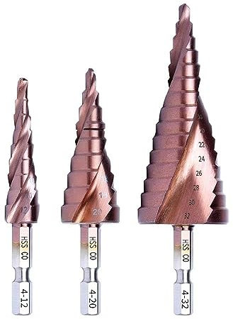 Ensemble de forets, ensemble de forets au cobalt, M35 5% Cobalt Step Bits Tapered Hexagonal Shank Metal Drill Bit Tool Set Holemaking Cutter Stainless Steel(4-12mm 4-20mm 4-32mm)