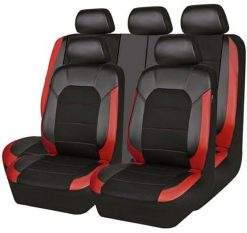 XPKLTXZW Auto Sitzbezüge Set Für FIAT Panda 3. Series (Type 169) 2003-2012, Leder Autositzbezüge Wasserdicht Atmungsaktiv Sitzschoner Vorne Und Hinten Sitzkissen Schonbezüge Innenraum Zubehör,D/Red
