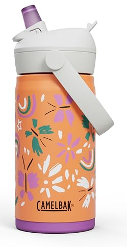 Camelbak THRIVE FS KIDS VSS 12OZ – sports bottle – vacuum insulated stainless steel – leak-proof – keeps water cold – for little adventurers – Butterfly Rainbow, size: OS