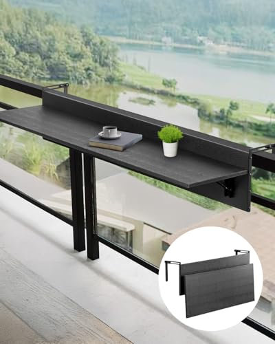 VEVOR Tavolo Sospeso Pieghevole in Metallo per Ringhiera del Balcone da 800 x 300 mm, Tavolo da Bar all'Aperto per Ringhiere 2,54-14,9 cm, Tavolo in Acciaio Inossidabile, per Patio e Terrazza