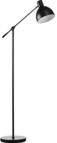 HOMCOM Lampadaire sur pied salon, lampe sur pied 40 W, hauteur réglable, abat-jour et bras orientable, culot E27, lampadaire salon, chambre, bureau, Ø 30 x 131-155 cm, noir