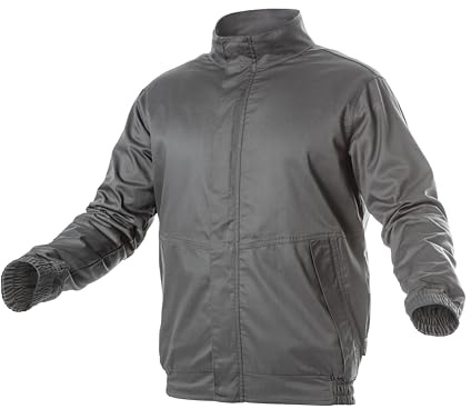 Högert Technik Fabian, giacca da lavoro 2XL – grigio scuro, giacca protettiva EN ISO 13688, cotone poliestere, traspirante, riflettente, per lavoratori edili e tecnici, grigio., XXL Große Größen