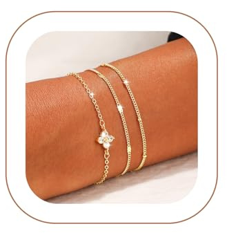 VIROMY Gold Armbänder für Frauen 14K Vergoldet Zarte Multi-Layer Gestapelt Zirkonia Armband Schlange Kubanische Schmuck Geschenke für Frauen