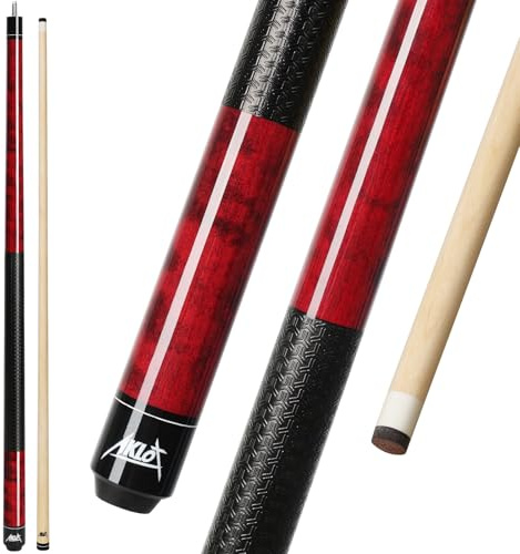 Aklot Pool Cue Sticks 58'', 20z, Premium Canadian Maple 1/2 Billiard Cue with 13mm Leather Tip, 3D Anti-Slip Grip, Seamless Joint, Table Billiard Pool Stick for Adults/Beginners/Pro Players, Burgundy
