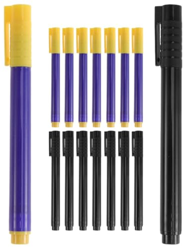 Mobestech 16Pcs Water-Based Bill Marker Pen Set with Black and Blue Ink, Currency Detector Pen for Banknote Verification, Suitable for Retailers and Financial Institutions