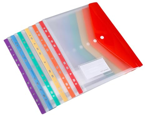 6 Punch Pockets Clear File Envelope Document Wallet 11 Hole Punch Folder Filing Wallet Document Sleeve Heavy Duty PVC File Protector