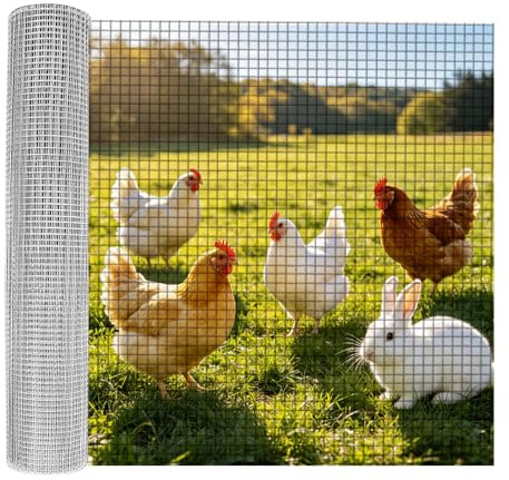 Acekool Maschendrahtzaun, Verzinkte Drahtgitter, für Tiergehege, Käfige | Rolle, Viehzaun geeignet für Rinder, Schweine & Schafe, vinylbeschichteter Weidezaun