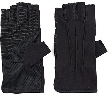 JURUAA Breathable Cool UV Lightweight Fingerless Gloves Driving Fingerless Gloves Black