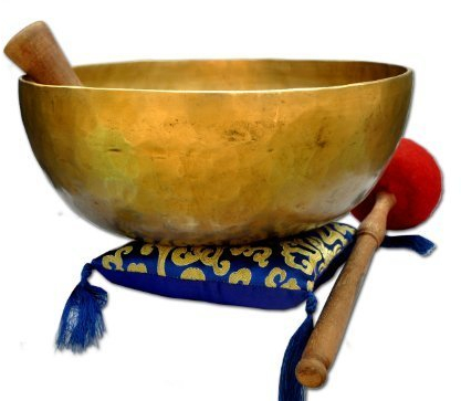 D-Chakra Meisterheilungs-Klangschale, Meditationsschale, tibetische Schalen, inklusive Klangschalenkissen, Klöppel und Trommelstöcke, 27,9 cm