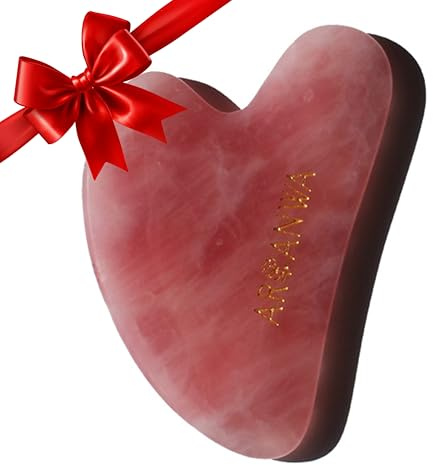 ARI ANWA Premium Gua Sha Rosenquarz Stein – Gua Sha Gesicht Massage Tool für Lymphdrainage & Jawline | Gua Sha Stein Rosenquarz Face Massage | inkl. Samtbeutel & Anleitung