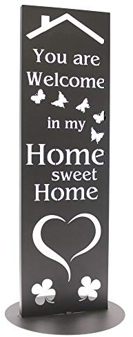 Bentatec Gartenschild Anthrazit Dekosäule Home Sweet Home 100cm x 30cm Gartenschild Gartendekoration Dekoratives Element