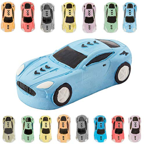 KINIA 15 Jumbo Race Car Sidewalk Chalk - Party Favors Goody Bag Pack - Birthdays, Easter, Christmas and More - Individually Wrapped - Washable - Beautiful Gift Box (Race Car Multicolor)