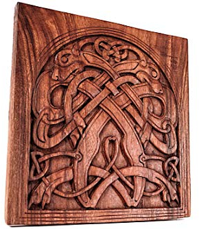 Windalf Großes Vikings Holzbild CULLAIN VIKING WOOD ART 32 cm Wandrelief Handarbeit Holz
