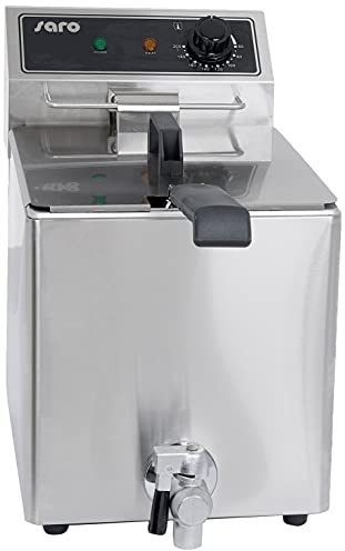 Saro - EF 8 Friteuse, 8 l, Inox, Température de 60 à 200 °C, Robinet de vidange, Zone Froide, Résistance Amovible, Thermostat de Sécurité, 3 kW