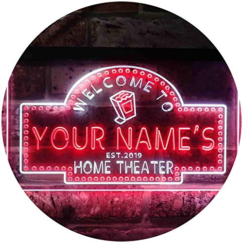 ADVPRO Personalized Your Name Est Year Theme Home Theater Cinema Dual Color LED Barlicht Neonlicht Lichtwerbung Neon Sign Weiß & Rot 300 x 210mm st6s32-ph2-tm-wr