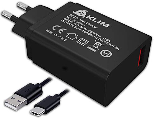 KLIM Chargeur Rapide - Chargeur de Type C pour Smartphone, Ordinateur Portable, Tablette ET Autres - Inclut Un Long Câble USB-C (78IN) - Port de Charge USB 10 W