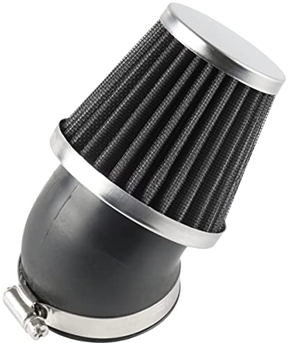 Evermotor Universal 45 Grad Biegung Doppelschicht Stahl Filter Luftfilter 34mm 35mm 36mm für Motorrad Scooter ATV Moped Schwarz