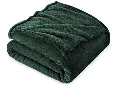 FARFALLAROSSA Kuscheldecke Flauschig 130 x 160 cm - Klein Fleecedecke Sofa Decken Couchdecke - Oeko-TEX - Super Weiche Fleecedecke als Sofaüberwurf - Wohndecke Dunkelgrün