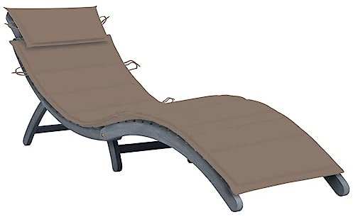 vidaXL Akazienholz Massiv Sonnenliege mit Auflage Klappbar Gartenliege Relaxliege Holzliege Liegestuhl Saunaliege Strandliege Gartenmöbel Liege Grau