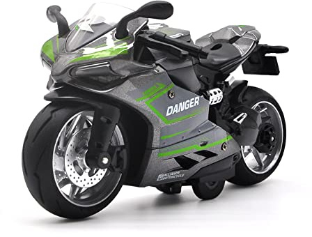 CYYSFIVQZ Toy Motorcycle-Pull Back Motorcycle Toy with Sounds and Lights,1:12 Scale Motorcycle Model Toy for Kids, Pull Back Vehicle for Boys Kids Age 3+ Year Old Supplies (Silver Gray)
