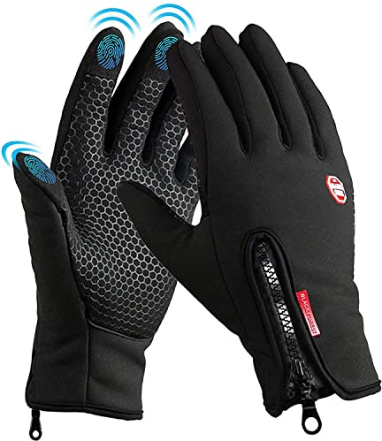 BNGXR Guanti Invernali, Touch Screen Antivento Guanti Sportivi per Uomo Donna, Caldo Antiscivolo Impermeabili Idea per Corsa, Moto Mtb, Ciclismo, Arrampicata, Sci (L)