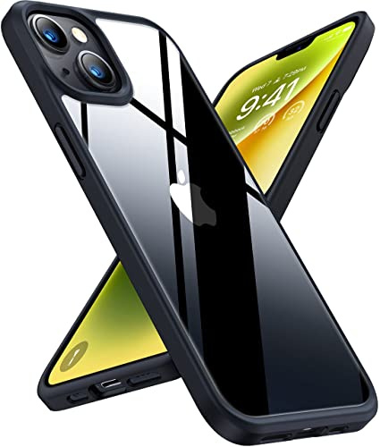 TORRAS Anti-Vergilbung für iPhone 14 Hülle, iPhone 13 Hülle Durchsichtig 3,66m Militärschutz Stoßfeste, 9H+ Transparent Kratzfeste Rückseite Schutzhülle Dünne Handyhülle für iPhone 14 Case HD Clear
