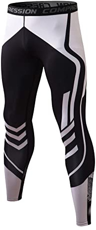 Mallas Running Hombre Largas Deporte Leggings Pantalón de Compresión Secado Rápido para Ciclismo Fitness Entrenamiento Blanco M