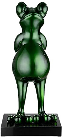 Casablanca - Design Deko Skulptur Frosch - aus Kunstharz auf Marmorsockel - Höhe 68 cm - grün metallic - Dekofigur - Home - Liebe - Geschenkidee