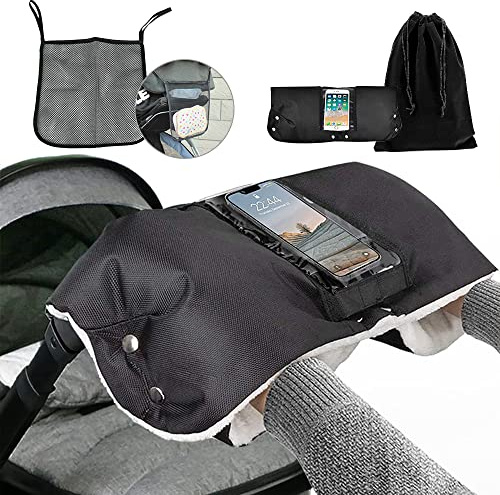 Kinderwagen Handwärmer,Handwärmer Kinderwagen mit Handytasche,Abnehmbare Kinderwagenmuff,Universal Handschuhe Kinderwagen,Wasserfest und Windabweisend Handmuff für Kinderwagen