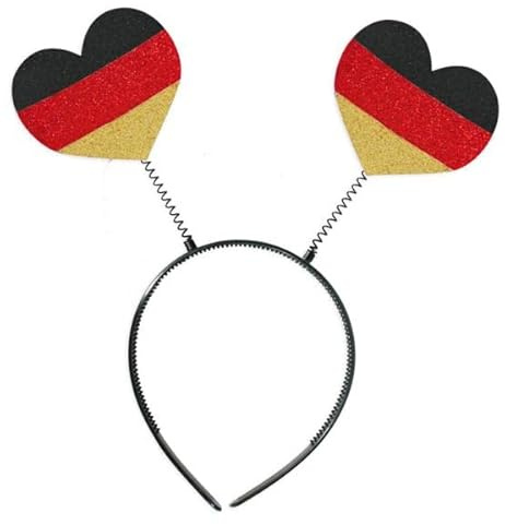 MIMIKRY Haarreif Wackelnde Herzen Glitzer Schwarz/Rot/Gold Wabbles Fan-Artikel Deutschland Kopfschmuck