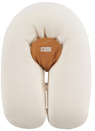 CANDIDE - Coussin De Grossesse - Coussin d'Allaitement - Coussin De Maternité - Transat Bébé - Multirelax - Coton Bio GOTS - 3-9kg - Déhoussable - Fabriqué en France - 69x44x14cm (Beige)