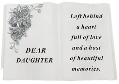 David Fischhoff Grabschmuck Gedenkbuch mit 3D-Silberrosen – Dear Daughter