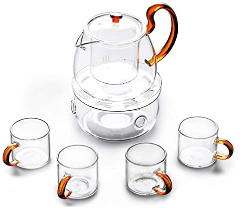 VONGAZ Tee Set Teeservice Teekanne Set 6-teiliges Glasklares Tee-Set Mit Ofen Verdicken Teegeschirr Im Europäischen Stil, Blühendes Tee-Set Für Zuhause Und Büro Tee Service Teeservice Set Teeset