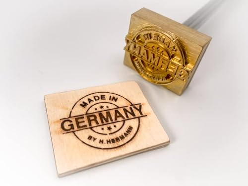 Dein Brandstempel extern beheizter Schriftzug im Motiv Made in Germany für Holz, Leder, Pappe - personalisiertes Brandeisen, individueller Brennstempel in 40 x 33 mm