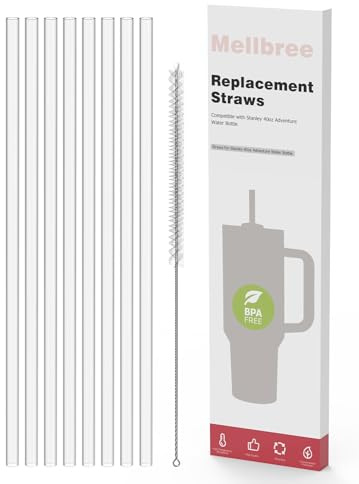 Mellbree Ersatz-Trinkhalm, kompatibel mit Stanley-Bechern, 1,2 l, 8 Stück, wiederverwendbare transparente Trinkhalme, kompatibel mit Stanley Adventure Quencher-Reisebechern