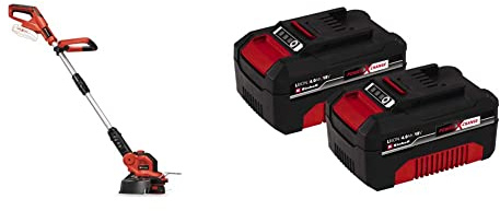 Einhell Power X-Change 18/28 Cordless Strimmer - 18V, 28cm Cutting Width & Power X-Change 18V, 4.0Ah Lithium-Ion Battery Twin Pack - 2 x 4,0Ah Batteries