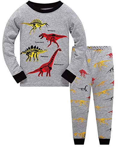 Schlafanzug Jungen Kurz 146 Cotton Toddler T Hosen Jungen Dinosaurier Hemd nachtwear-Set Schlafanzüge Kinder Töpfe Jungen Outfits & Set Veganes Kochbuch (Grey, 4-5 Years)