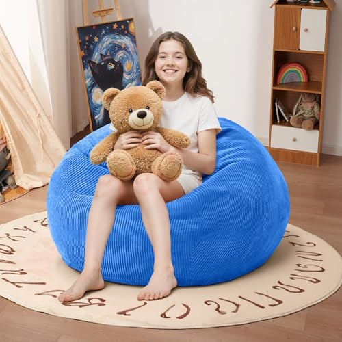 Cansunna 2FT Bean Bag Chair: 2' Bean Bags with Memory Foam Filled,Comfy Beanbag Chairs Teardrop Bean Bag Sofa with Corduroy Cover