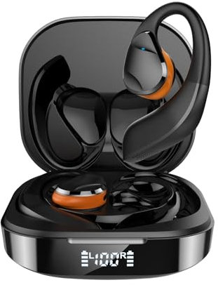 Open Ear Wireless Earbuds With Ear Hooks Workout Outer Ear Headphones Hook Bluetooth Earphones Over Ear Wireless Ear Hanging Bluetooth Headset Open Ear Buds Air Bone Conduction Earbuds for Driving Gym