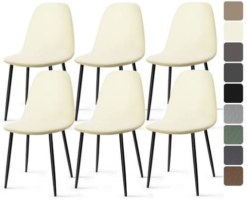 Stuhlhussen 6 Stück Stretch Stuhlhussen für Esszimmerstühle Universal Spandex Hussen für Stühle Abnehmbare Waschbar Stuhlbezüge Stuhl Hussen für Küchenstühle Hotel Bankett (Creme-gelb, 6 Stück)-KC
